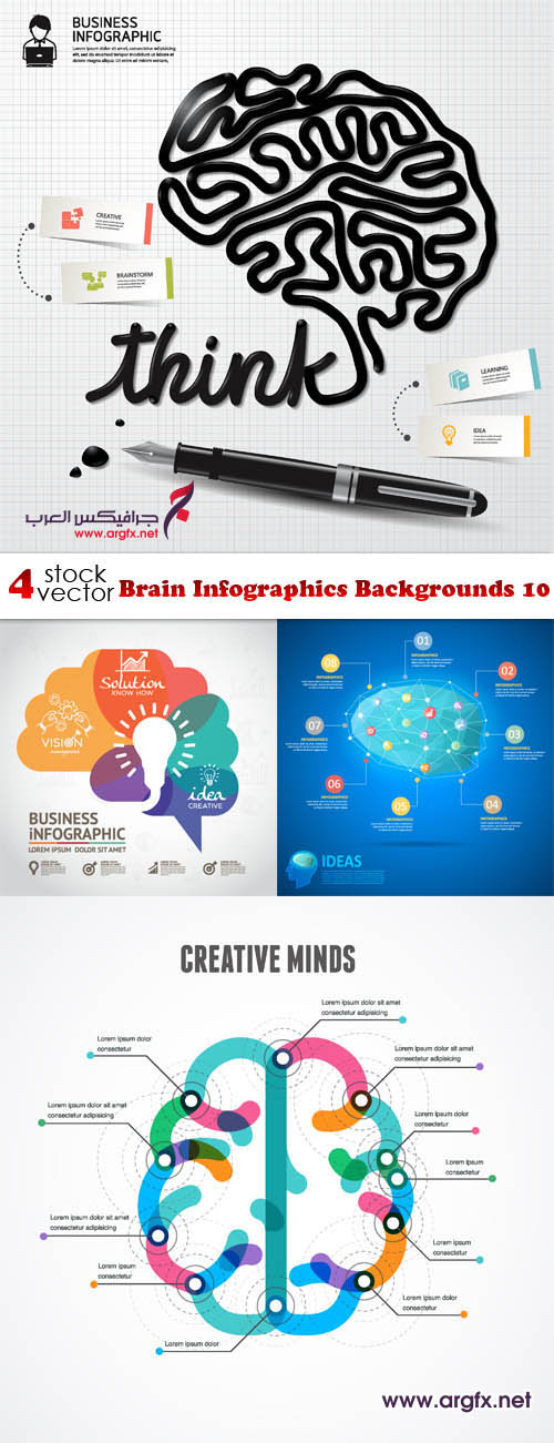 Vectors - Brain Infographics Backgrounds 10