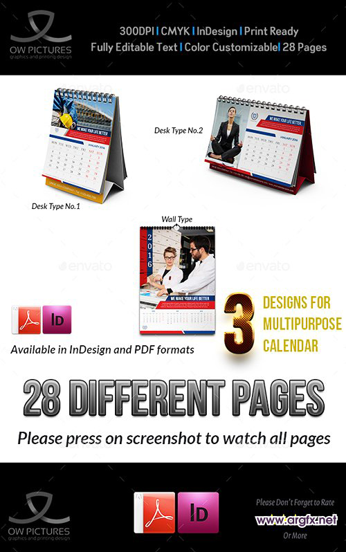  Graphicriver 3 Multipurpose Calendar Template Bundle 13311599