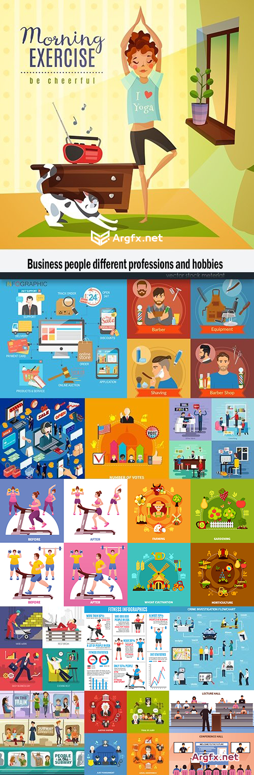 Business people different professions and hobbies
