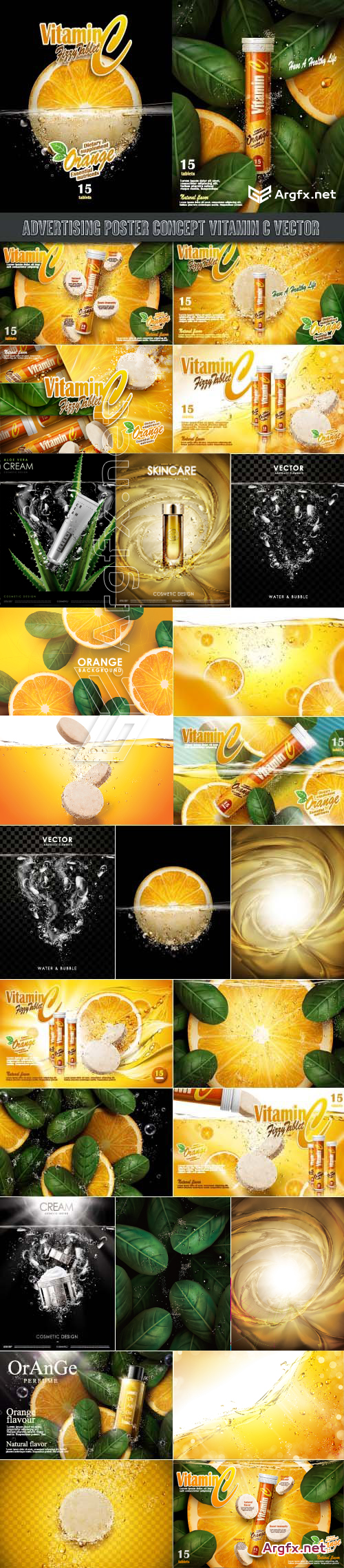  Advertising Poster Concept Vitamin C vector