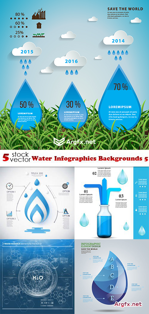  Vectors - Water Infographics Backgrounds 5