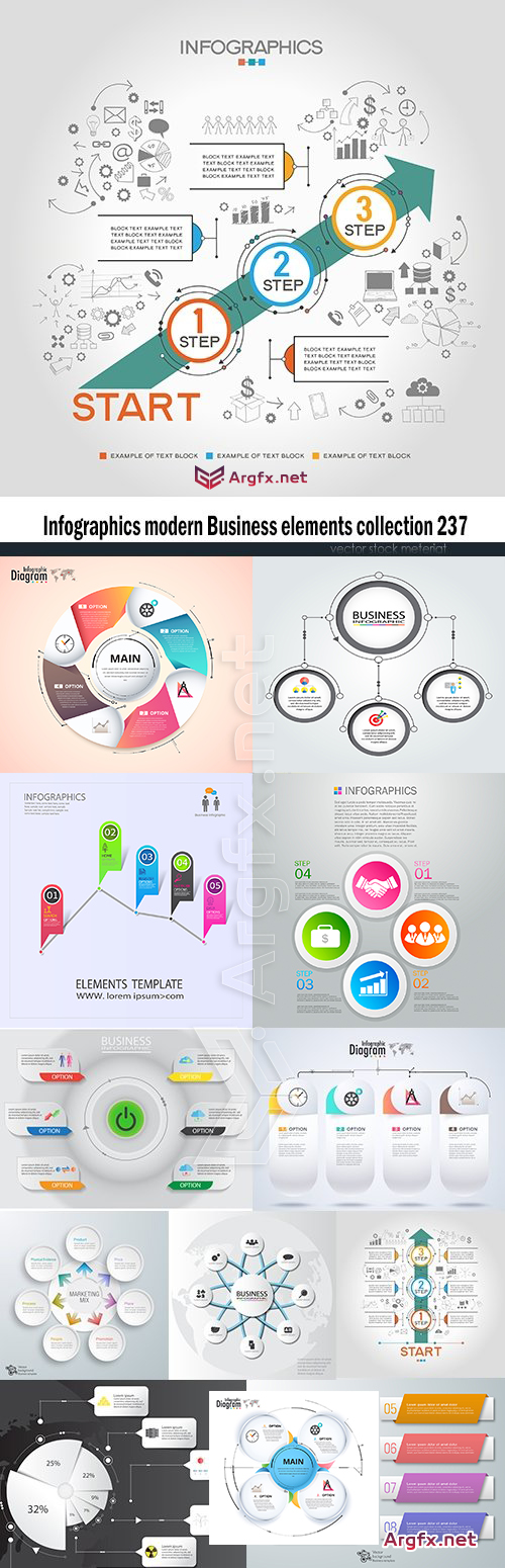 Infographics modern Business elements collection 237
