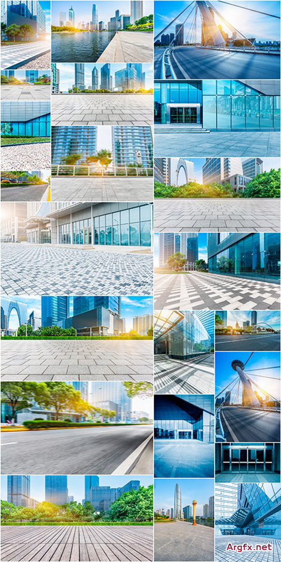  Empty pavement & modern buildings in the city_set 2 - 22UHQ JPEG