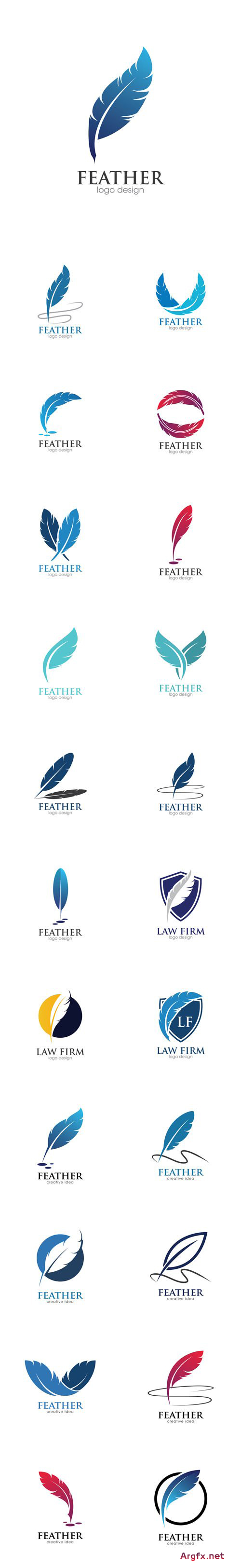 Vector Set - Feather Creative Concept Logo Design Template