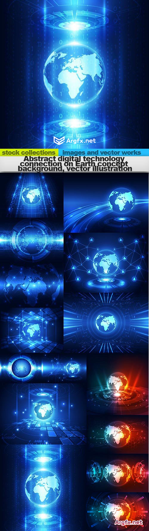 Abstract digital technology connection on Earth concept background, vector illustration, 15 x EPS