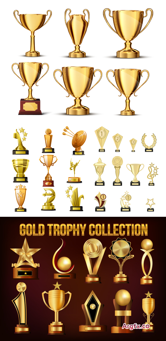  Vectors - Gold Trophy Cups
